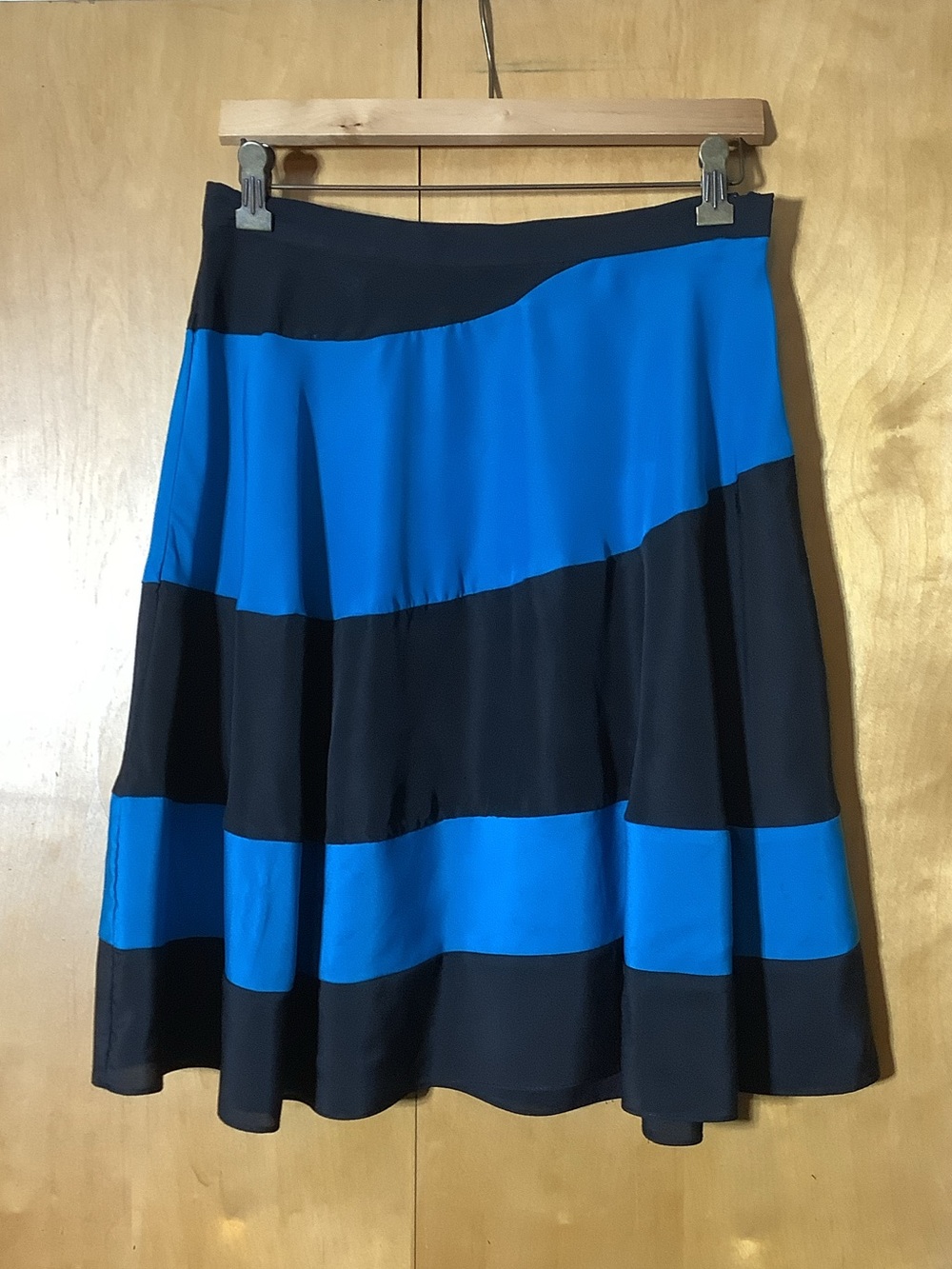 Derek Lam turquoise and black color locked Aline skirt, size 4